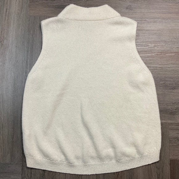 Charli Mock Neck Sleeveless Sweater Vest Womens Medium Ivory Wool Cashmere Cozy - Picture 2 of 8